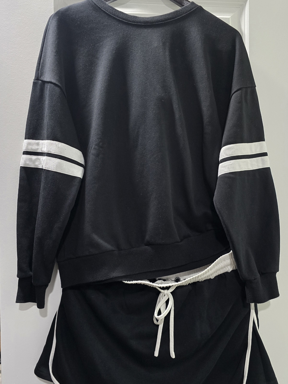 Black & White Pullover Sweatshirt/Skort Set